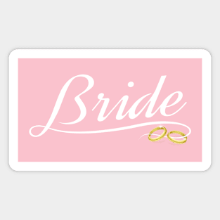 Bride with Gold Rings Wedding Calligraphy Magnet